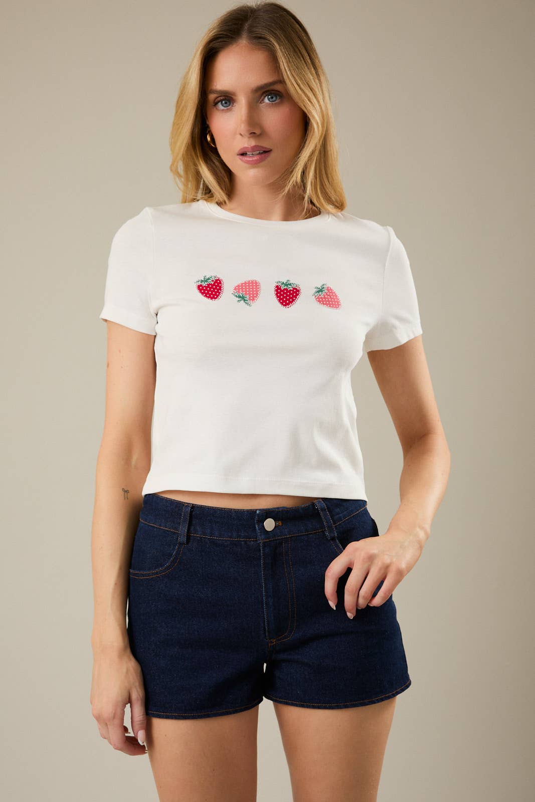 Crew Neck Short Sleeve "Strawberry" T-Shirt