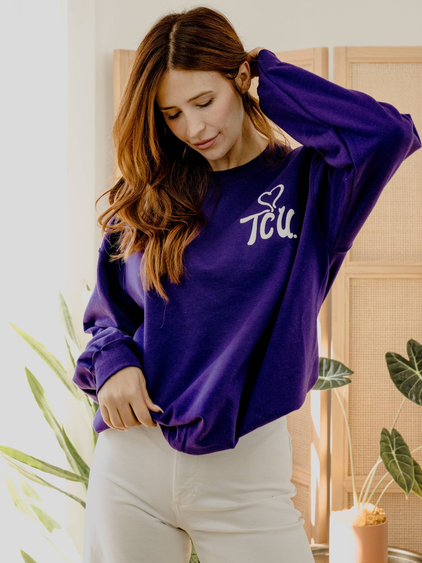 Tcu Horned Frogs Lyric Puff Ink Purple Sweatshirt