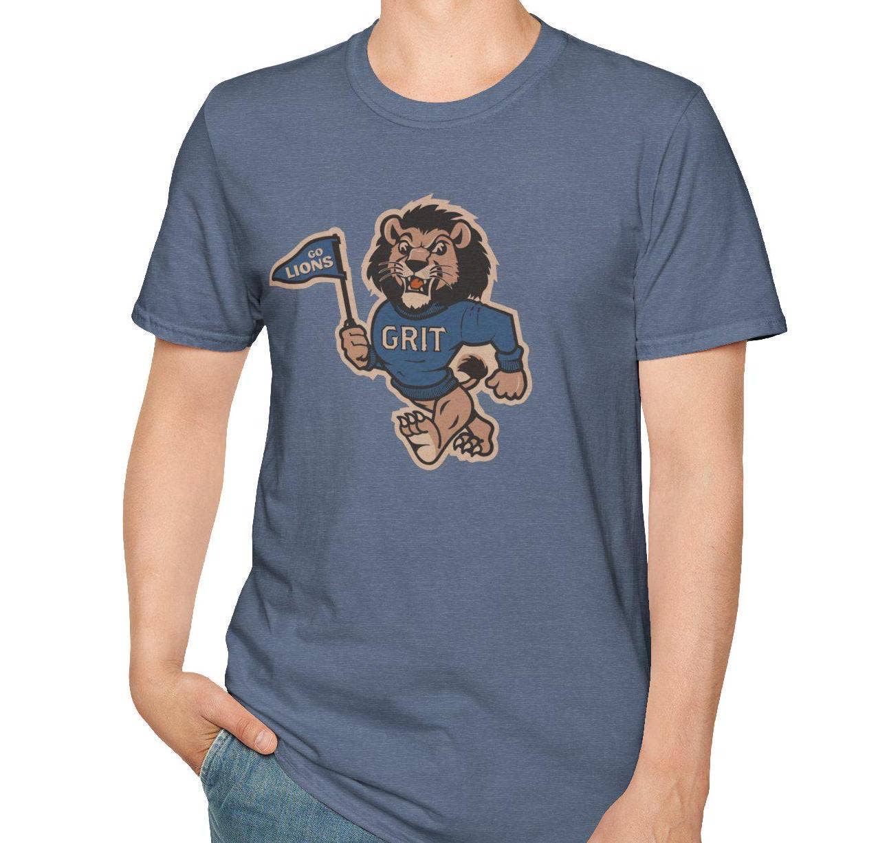 Retro Detroit Lions Grit Mascot Vintage Football T-Shirt