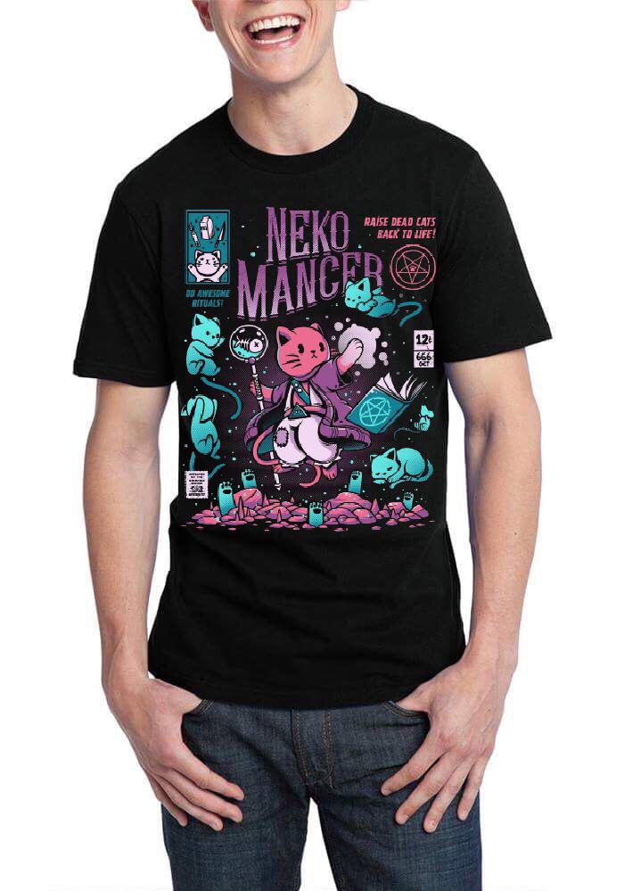 Nekomancer Half Sleeve Black T-Shirt