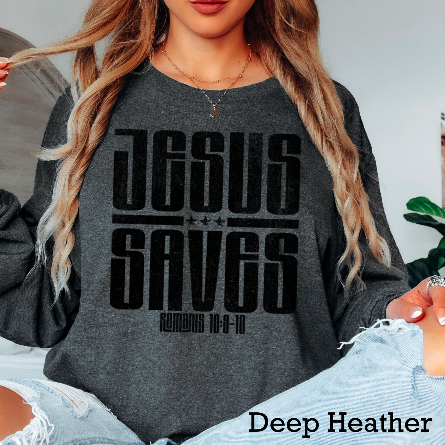 Jesus Saves Christian Long Sleeve Shirt|Gildan