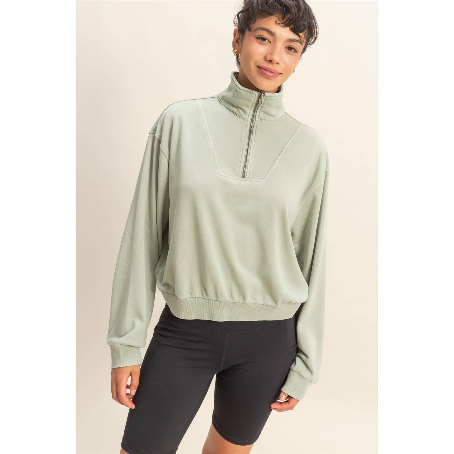 Mineral Washed Half Zip Sweatshirt