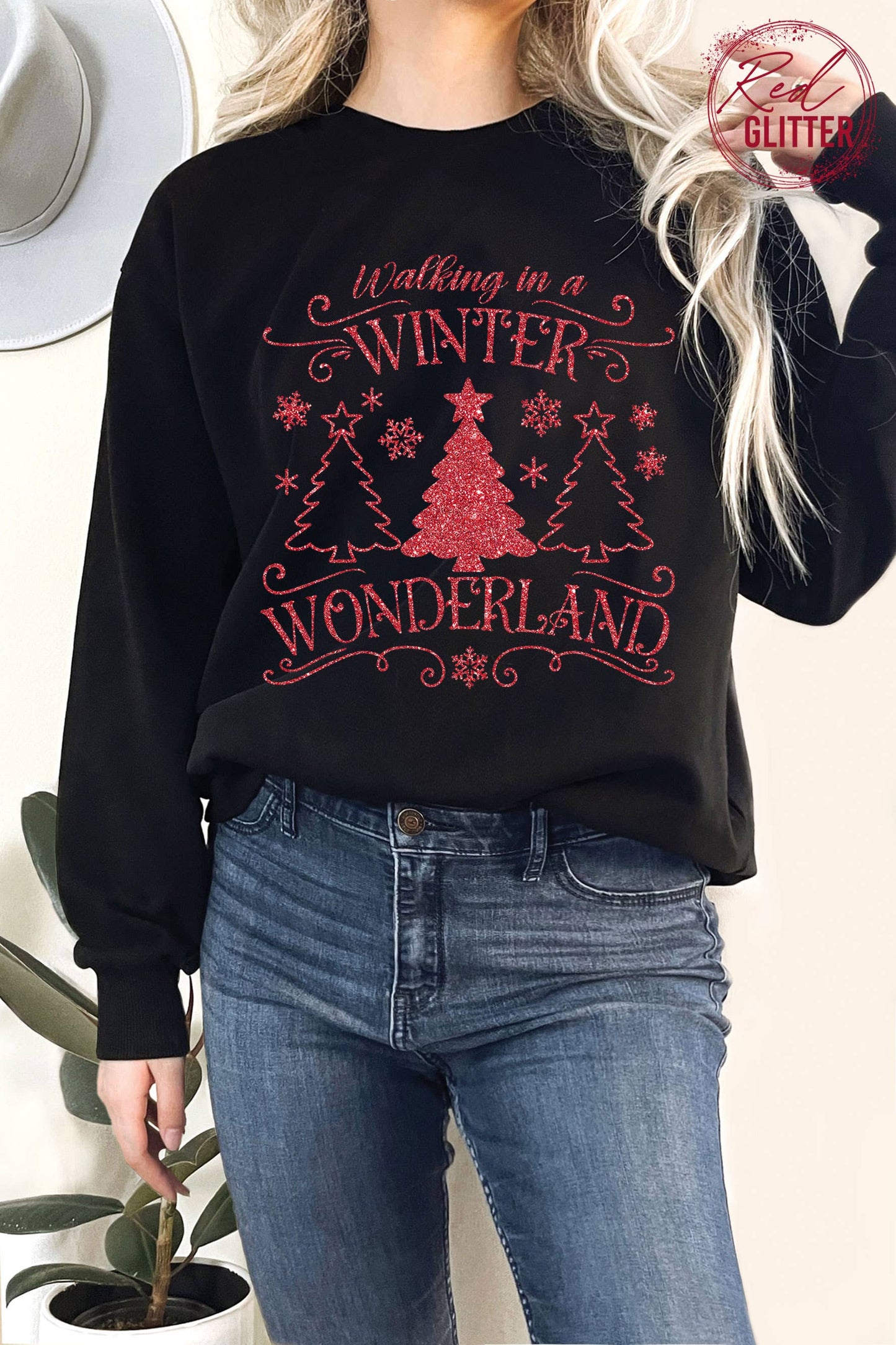 Winter Wonderland Christmas Glitter Graphic Terry Sweatshirt