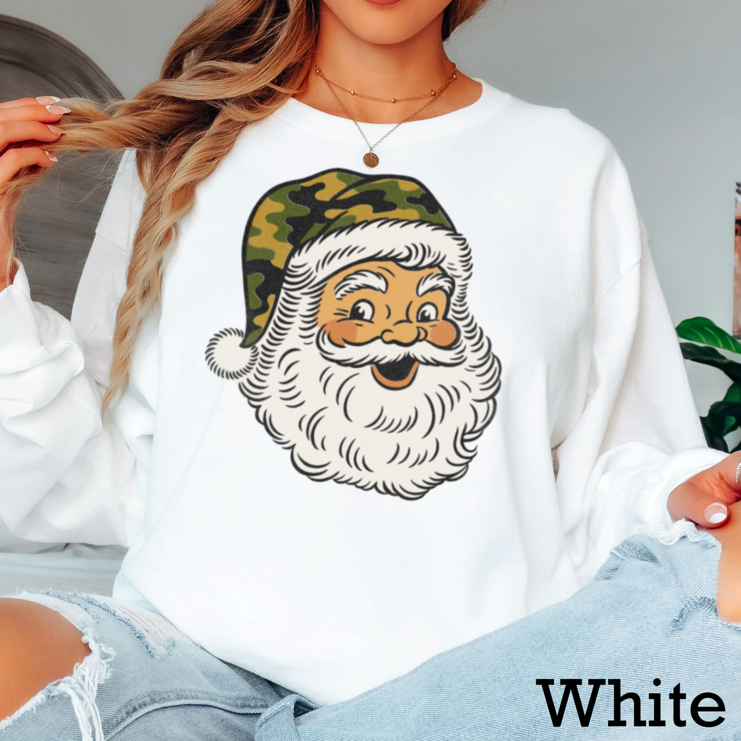 Camo Santa Christmas 2025 Long Sleeve Shirt | Gildan