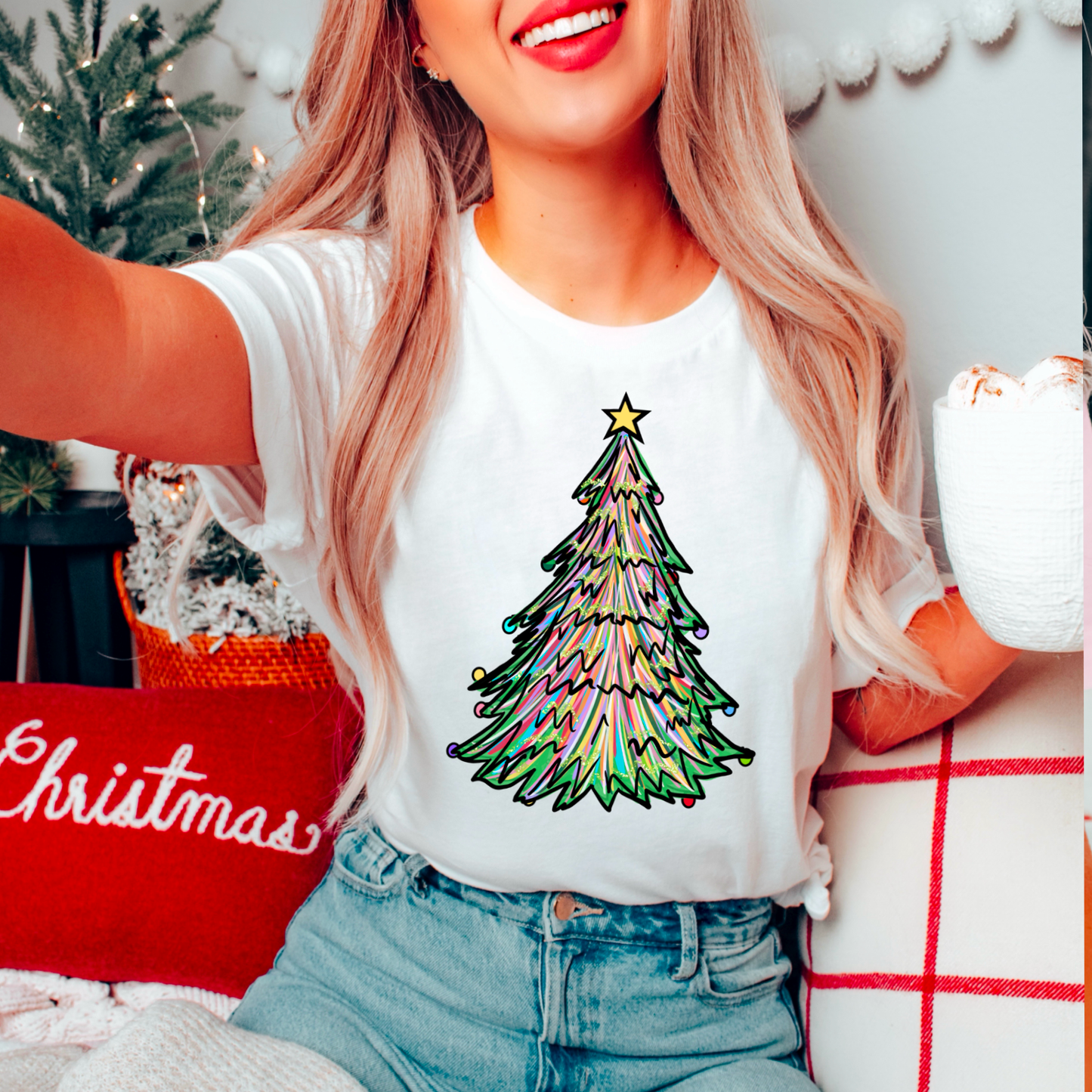 Watercolor Christmas Tree Christmas Graphic Tee