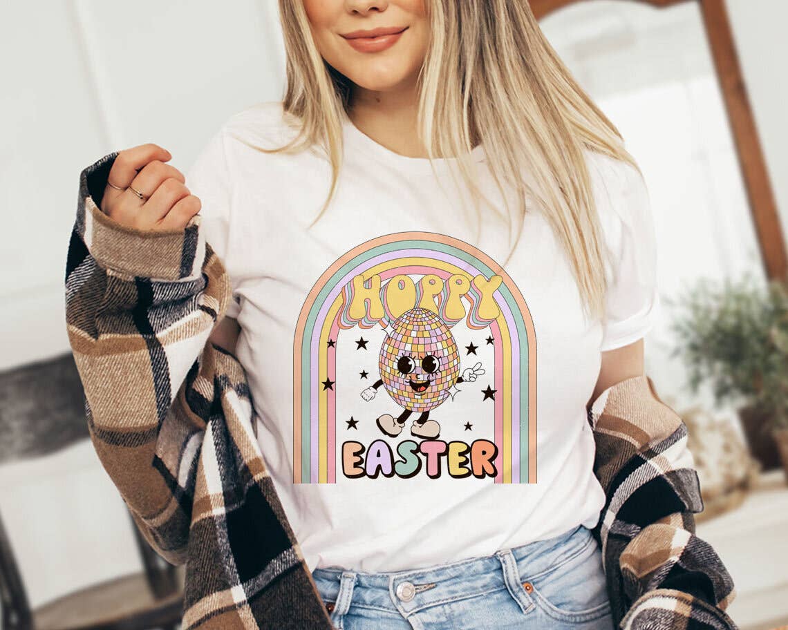 Hoppy Easter Disco Egg - Cute Retro Easter Shirt