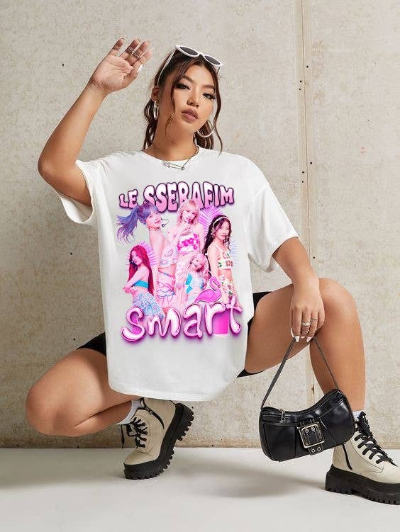 Le Sserafim Smart Kpop Tee Vintage Retro Design Featuring