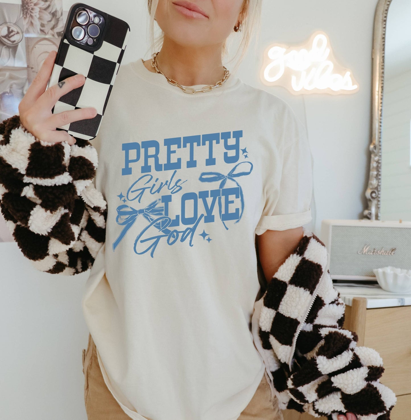 Pretty Girls Love God Religious Graphic Tee