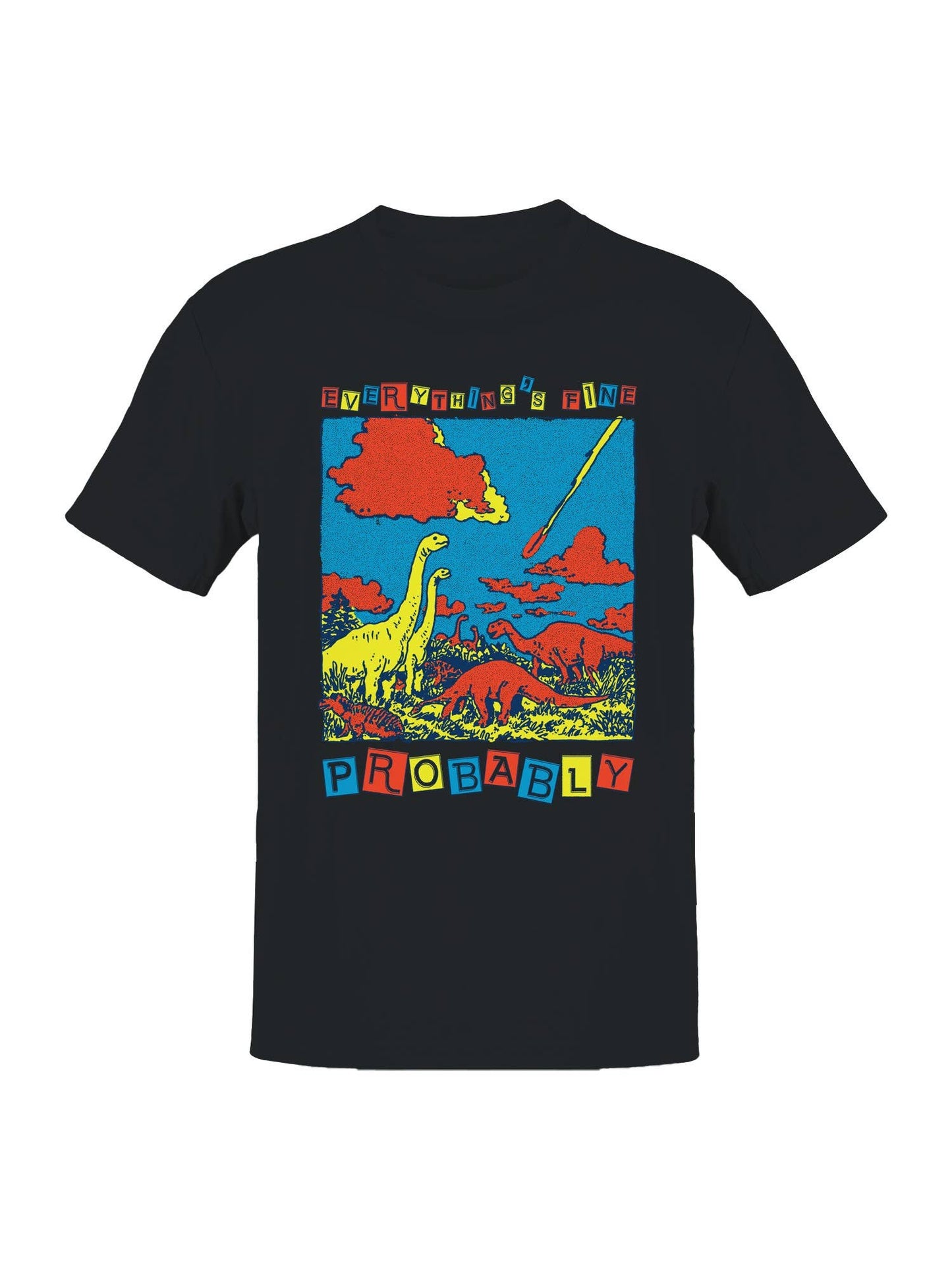 Dinosaurs Watching Meteor: Everything's Fine Men's T-Shirt