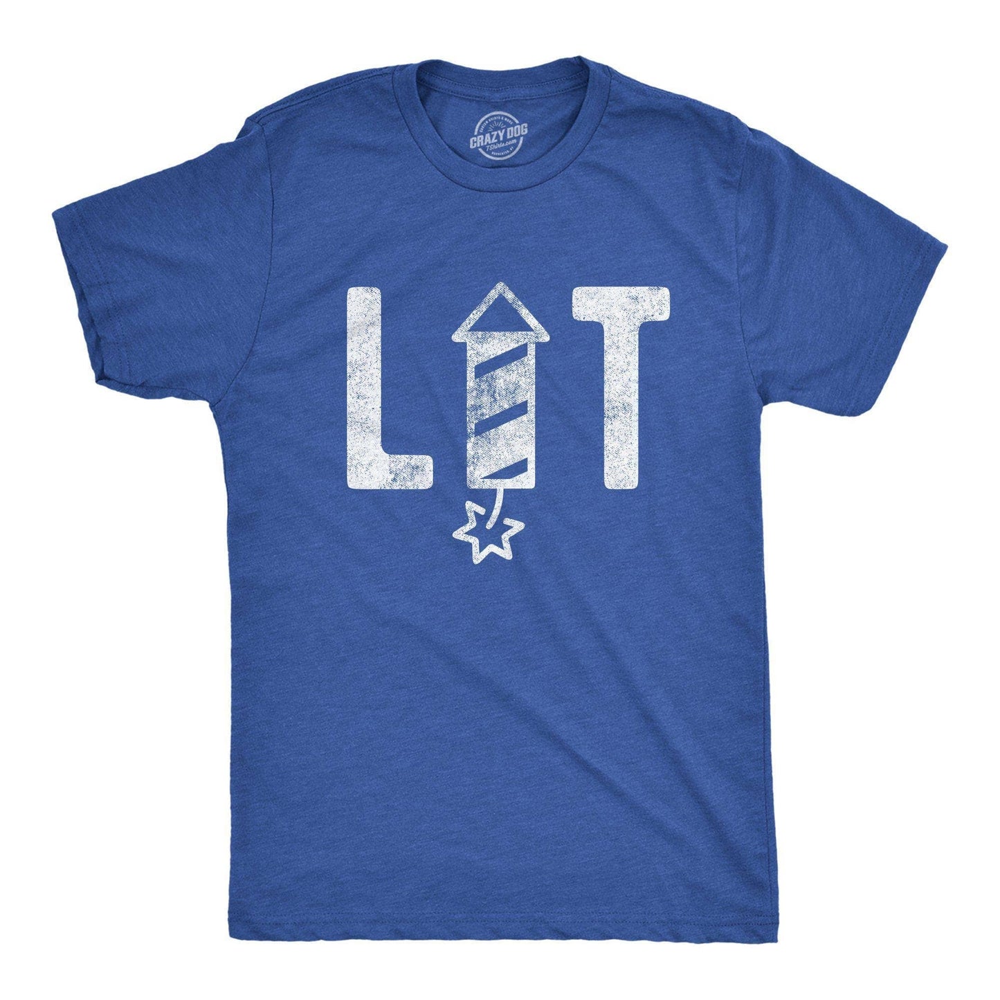 Lit Firework Men's Tshirt Fourth of July Graphic Tee Western