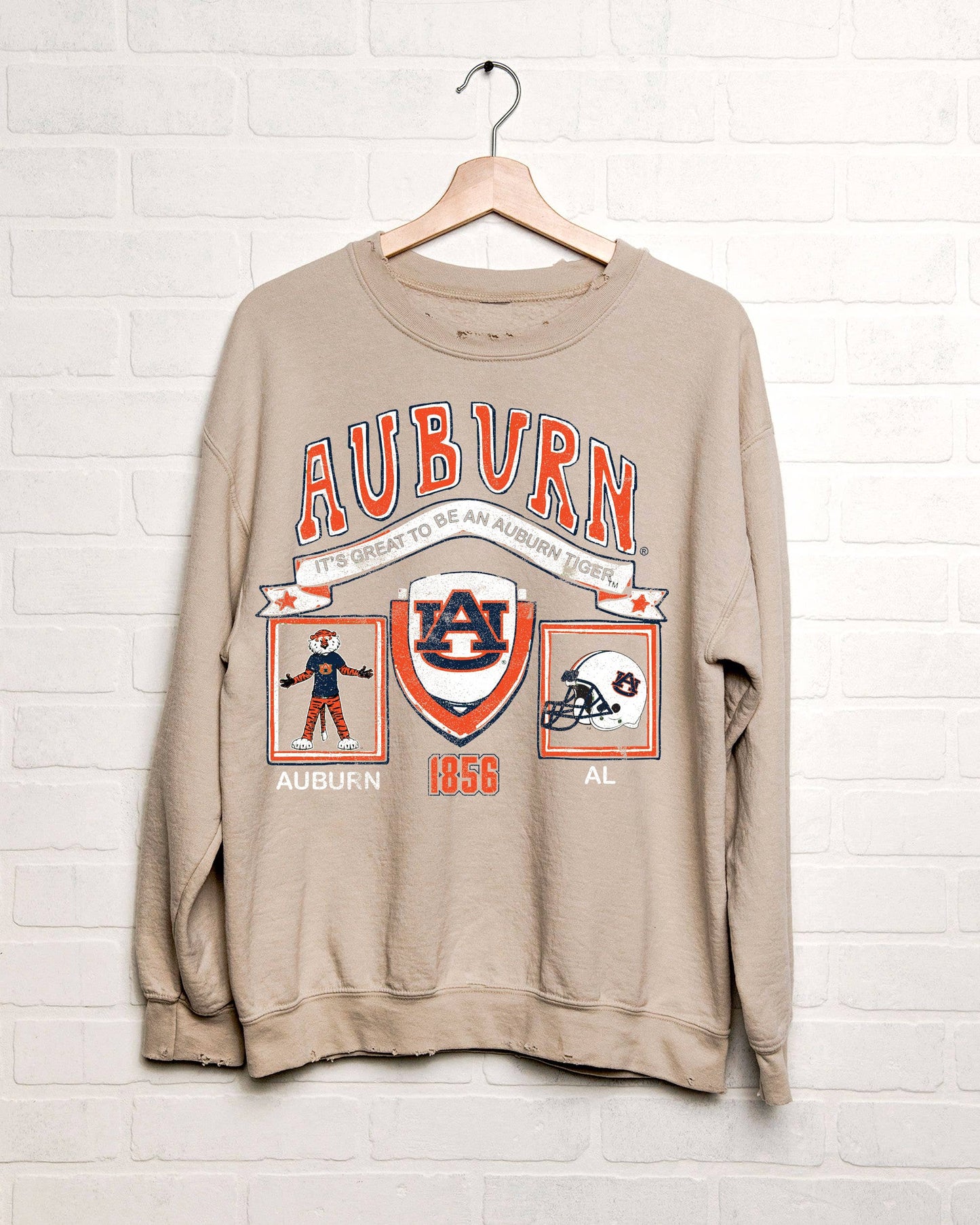 Auburn Tigers Prep Patch Sand Thrifted Sweatshirt