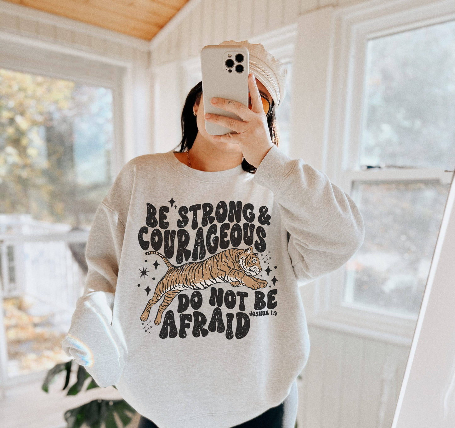 Strong and Courageous Tiger Crew Neck Sweatshirt