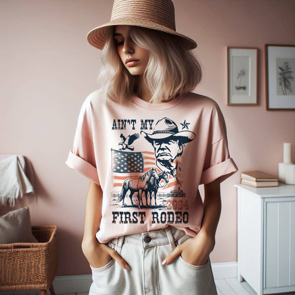Patriotic Western-Inspired Graphic Tee with Cowboy Imagery