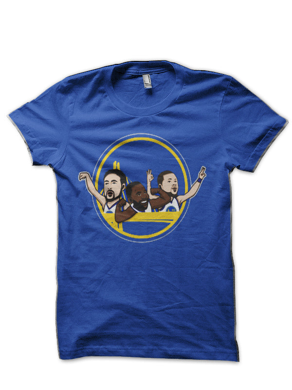Warriors Big 3 Cartoon Style Royal Blue T-Shirt