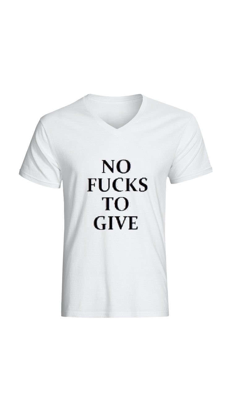 No Fucks To Give White V-Neck T-Shirt