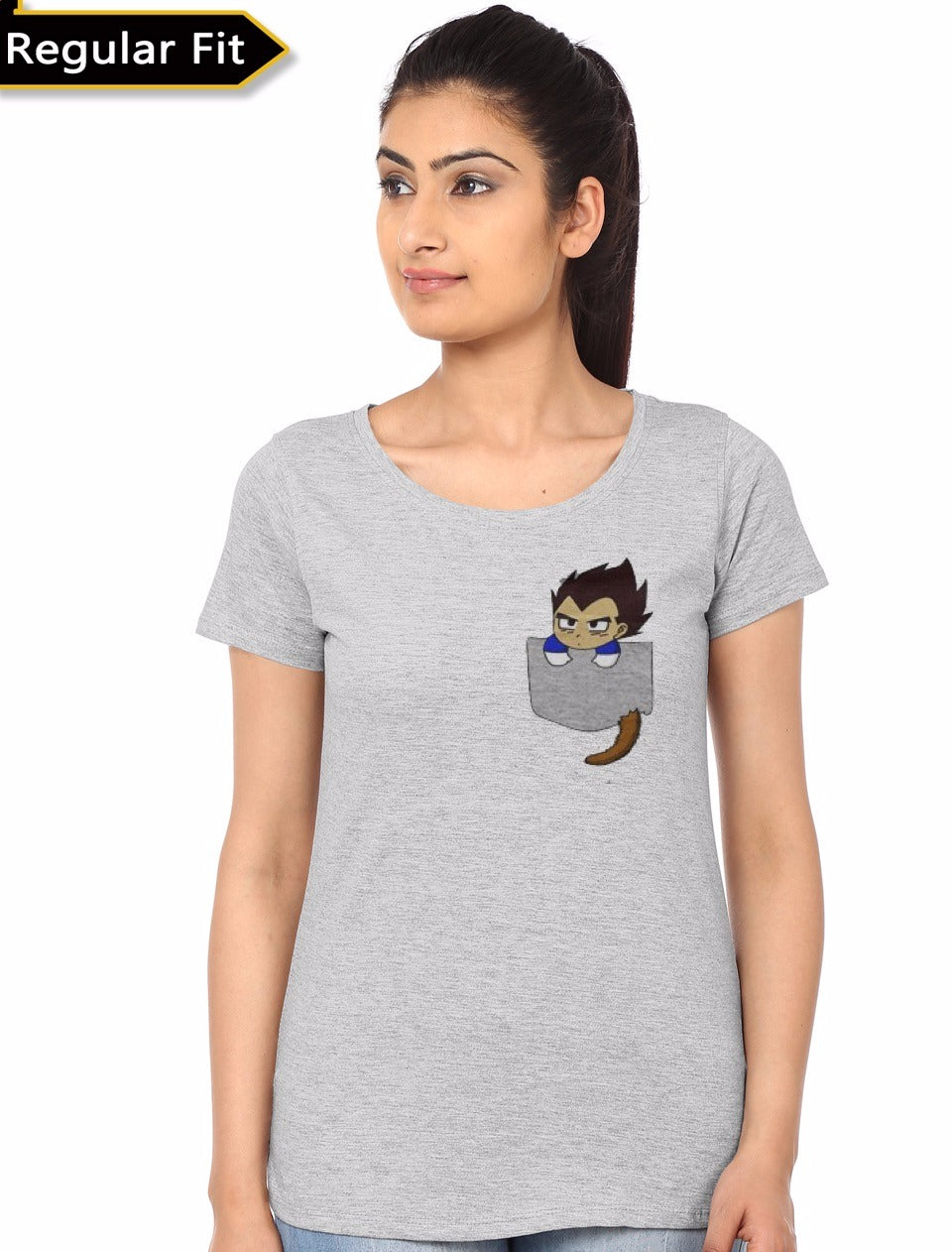 Pocket Vegeta Grey Girls T-Shirt