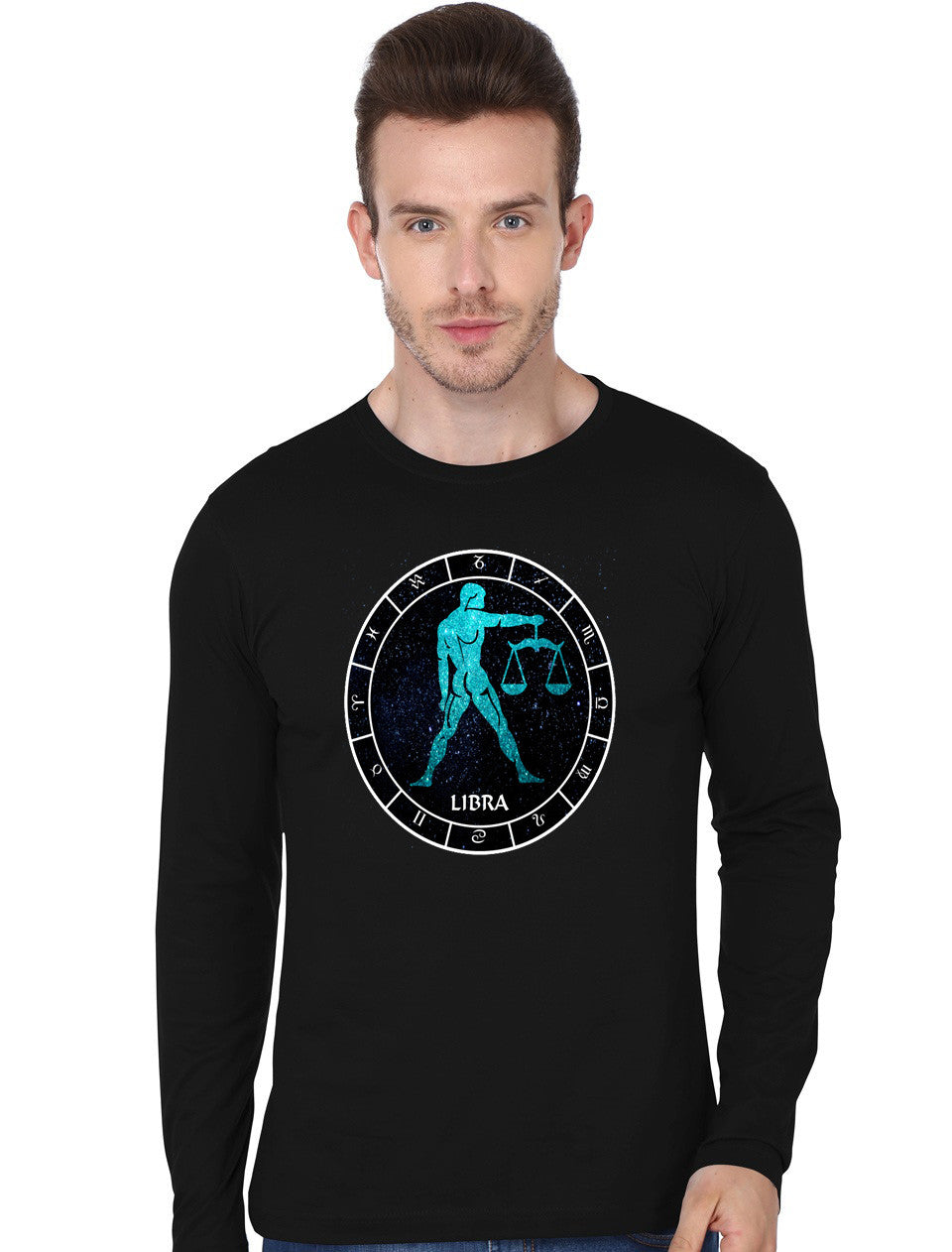 Libra Black Full Sleeve T-Shirt