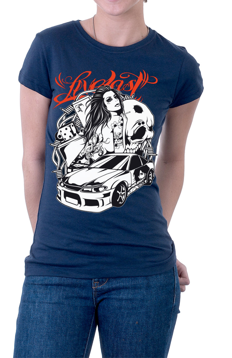 Live Fast girl Dark Blue Tee