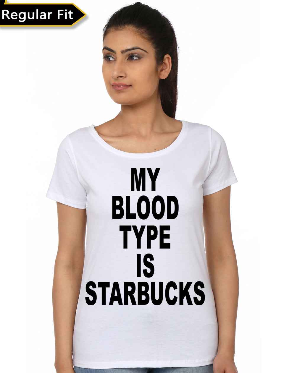 My Blood Type Is Starbucks Girl’s White T-Shirt