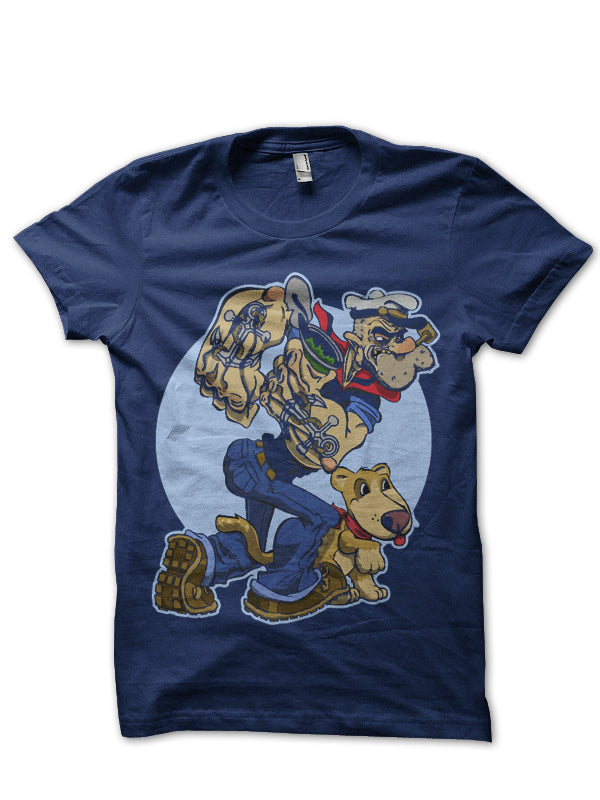 Old Grumpy Popeye Navy Blue T-Shirt