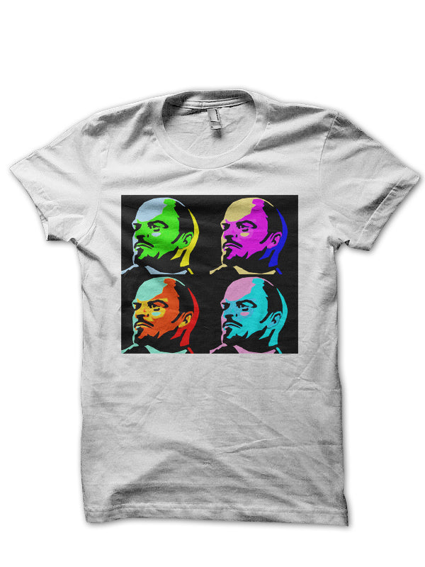 V.I. Lenin Pop Art Design White Half Sleeve T-Shirt