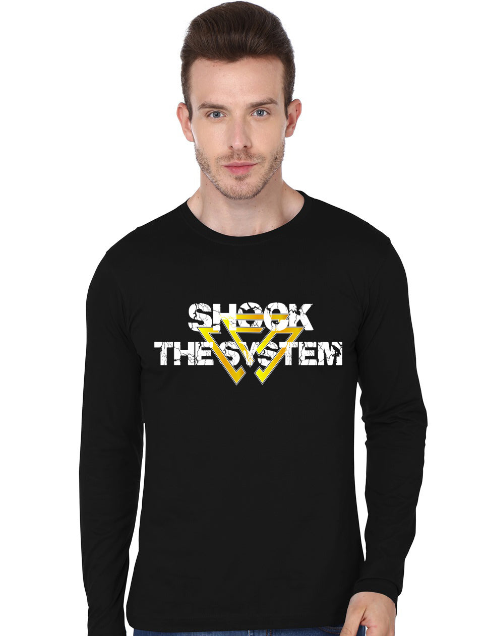 Shock The System Black Full Sleeve T-Shirt