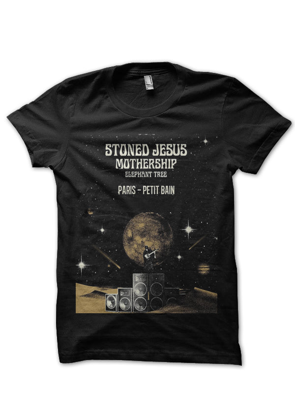 Stoned Jesus Mothership Elephant Tree Black T-Shirt