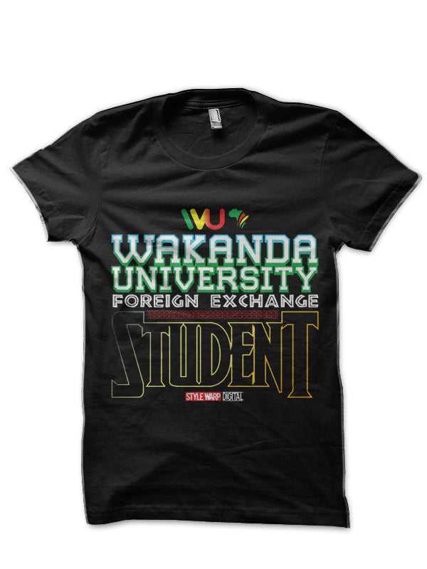 Wakanda University Foreign Exchange Student – Black Panther Black T-Shirt