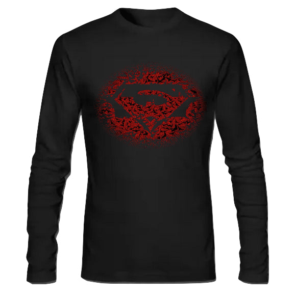 Super Man Bat Black Full Sleeve Tee