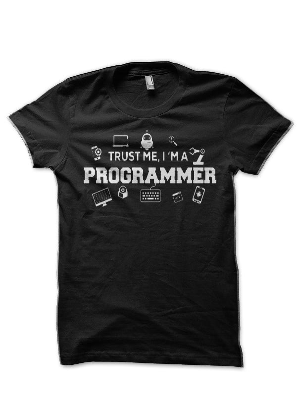 Trust Me I Am A Programmer Half Sleeve Black T-Shirt