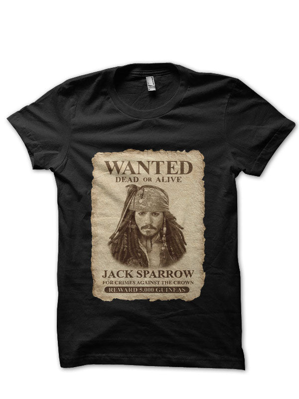 Wanted Jack Sparrow Black T-Shirt