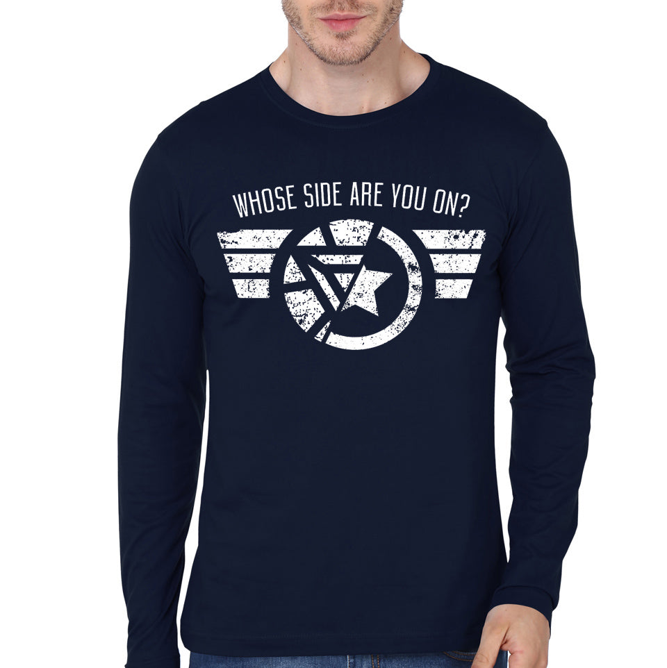 Whose Side Navy Blue Full Sleeve Tee