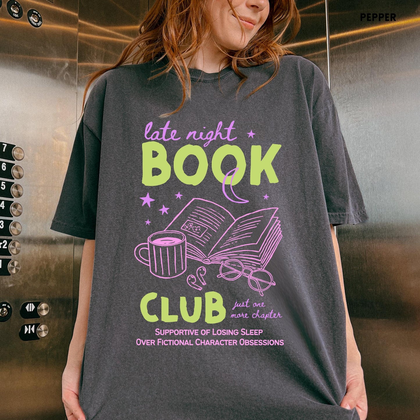 Late Night Book Club Bookish Comfort Colors Reader Book Lover Book Club Tee Readers Bookworm (1)