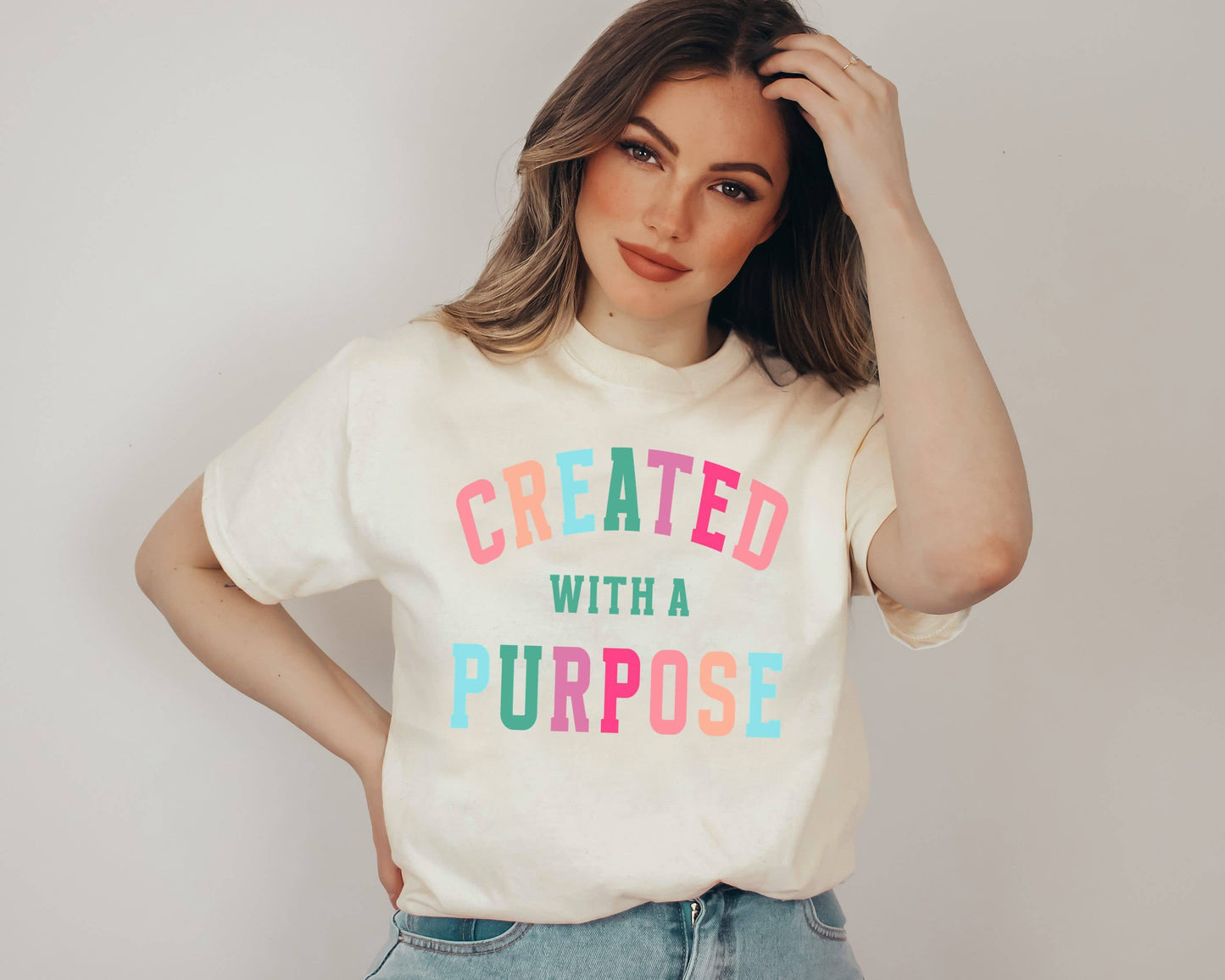 Created with A Purpose Color Religious Graphic Tee