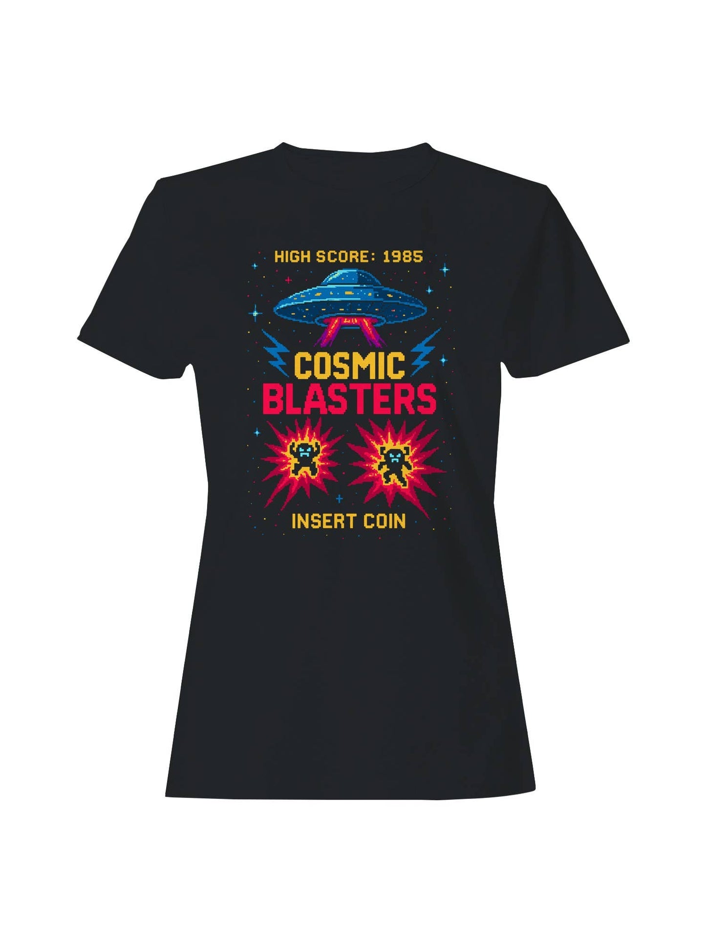 Cosmic Blasters Retro Arcade Art Women's T-Shirt