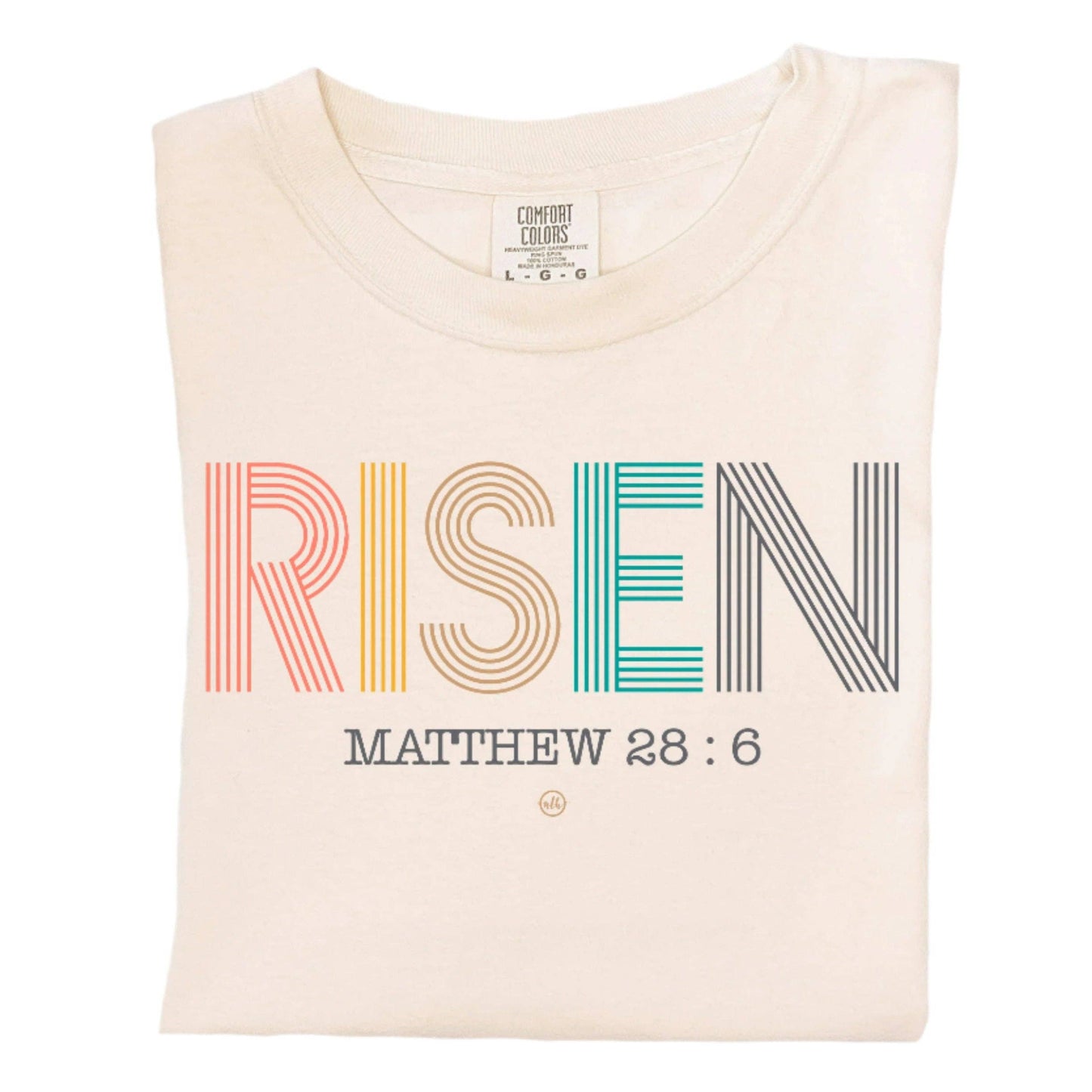 Risen - Matt 28:6 Ivory Christian Graphic Tee