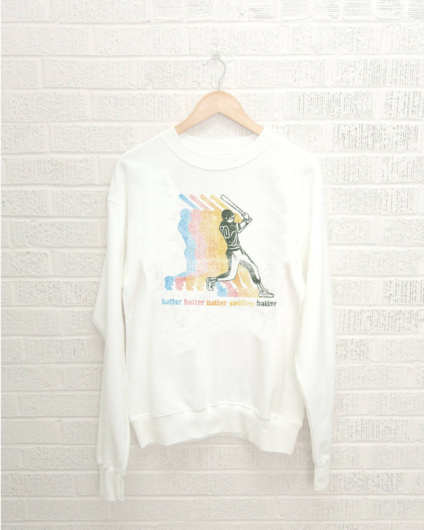 Baseball Batter White Sweatshirt