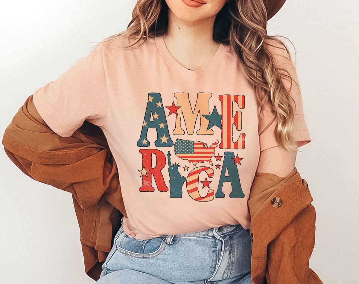 America Statue of Liberty - USA July 4th T-Shirt