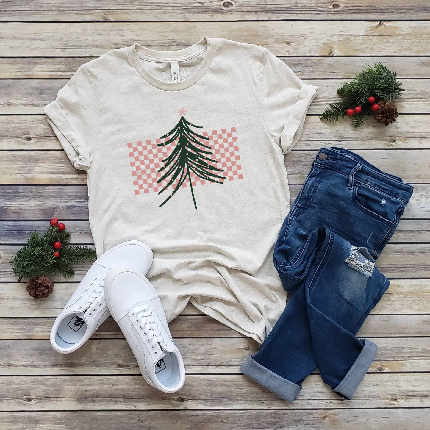 Christmas Tree Checkers Tee | Christmas | Sizes XS-2XL