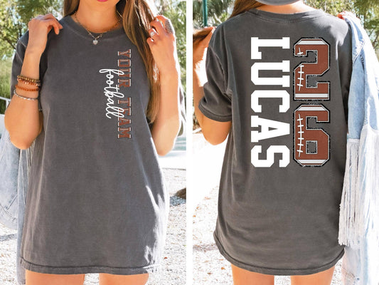 Custom Kids Football Team Shirt with Personalized Mom Design