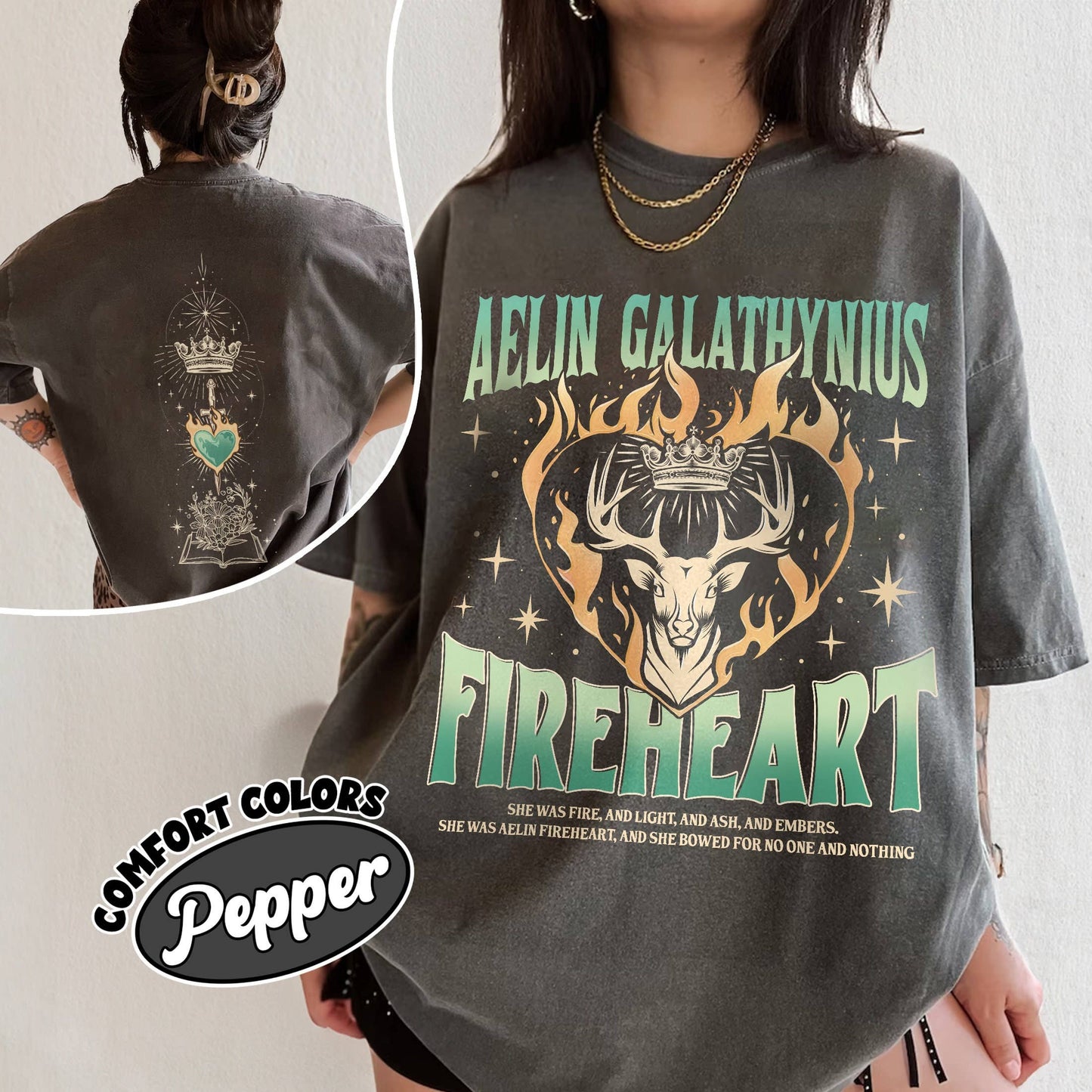 Aelin Galathynius Fireheart T-Shirt Terrasen Throne Sjm