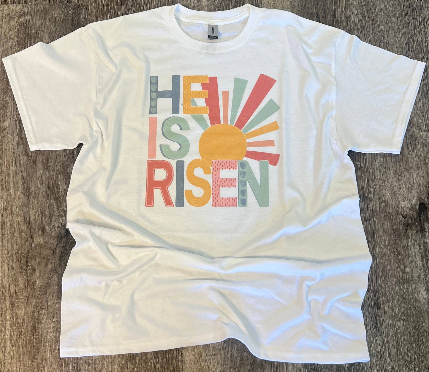 He Is Risen with Sun On White Tee