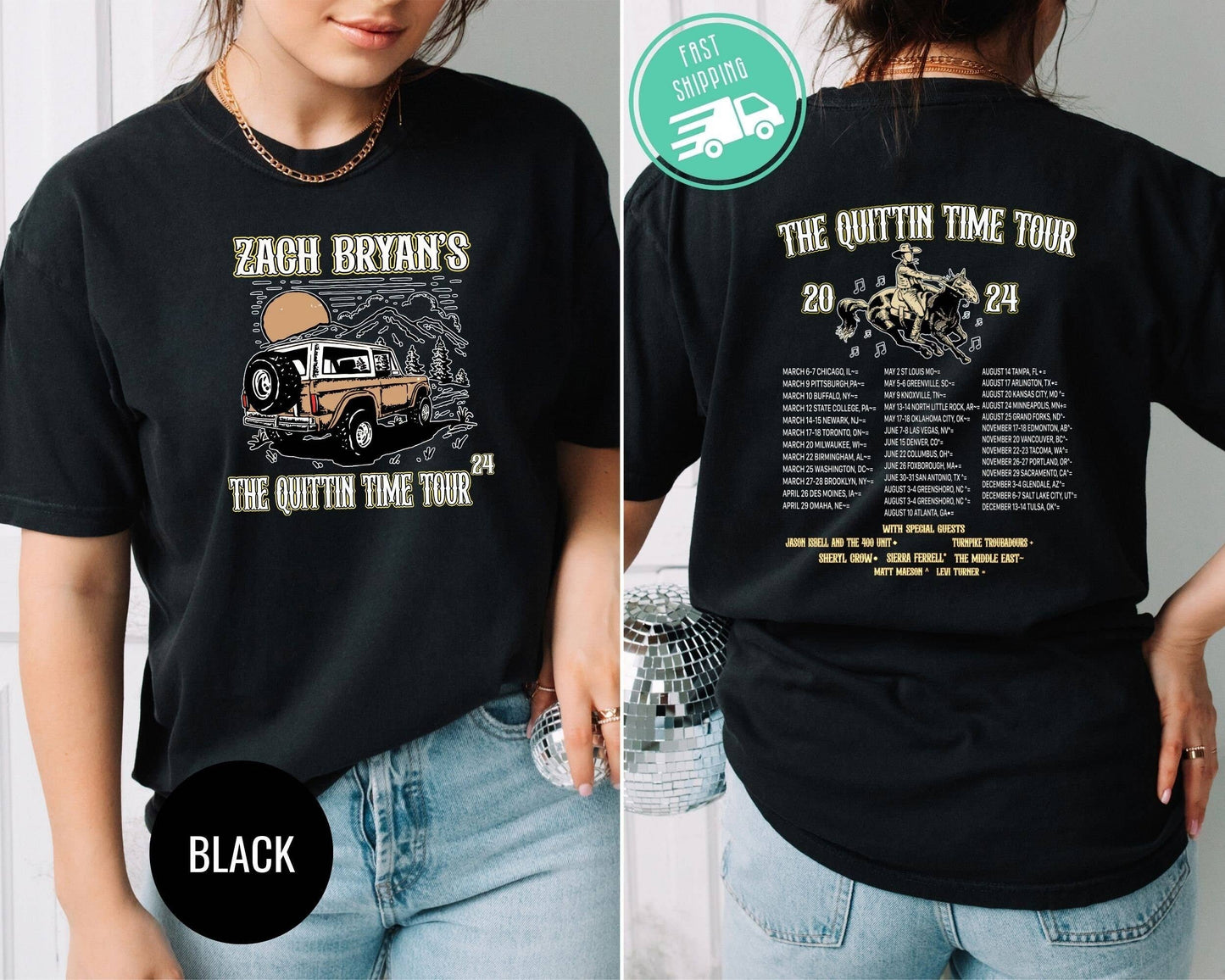 Zach Bryan's the Quittin' Time Tour 2024 Graphic T-Shirt