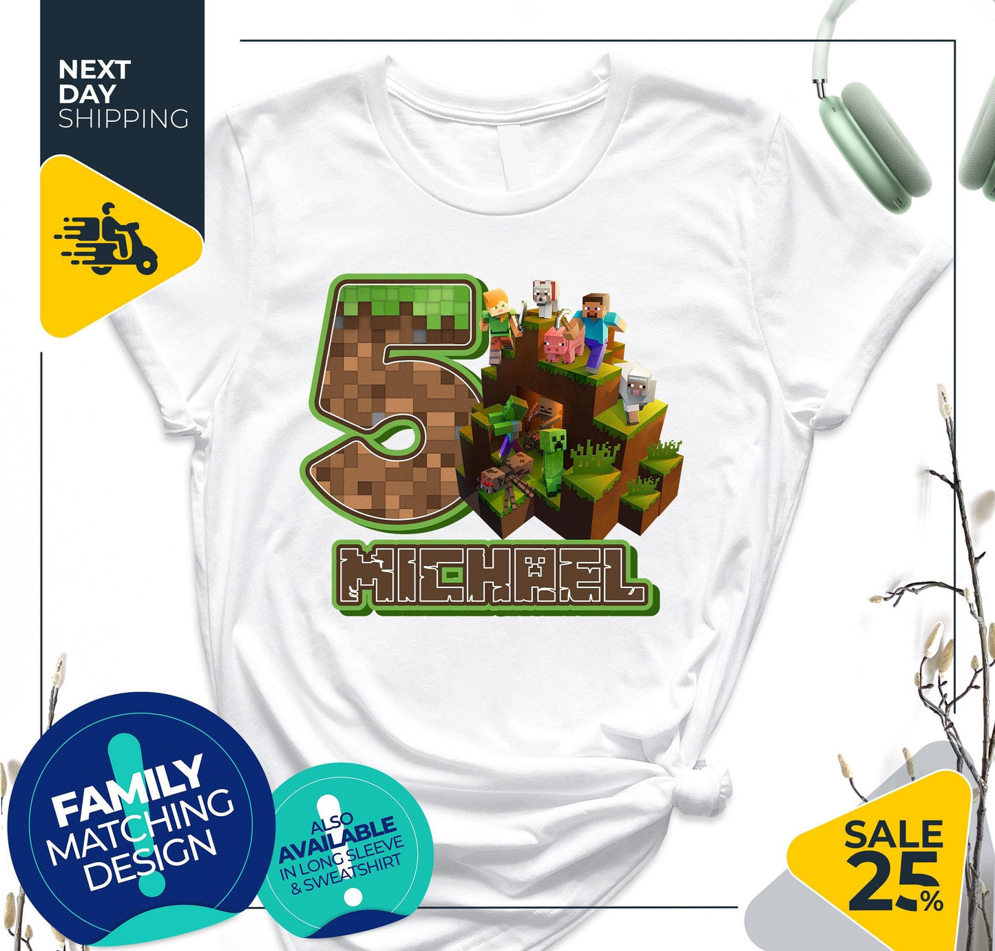 Personalized Custom Game Birthday Party Family Tee