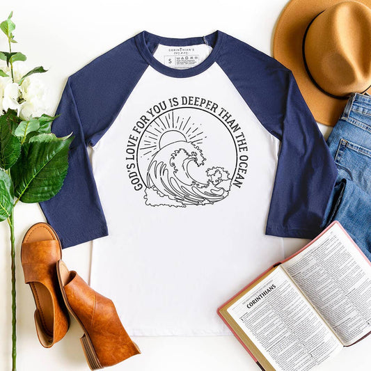Deeper Than the Ocean Raglan 3/4 Sleeve T-Shirt
