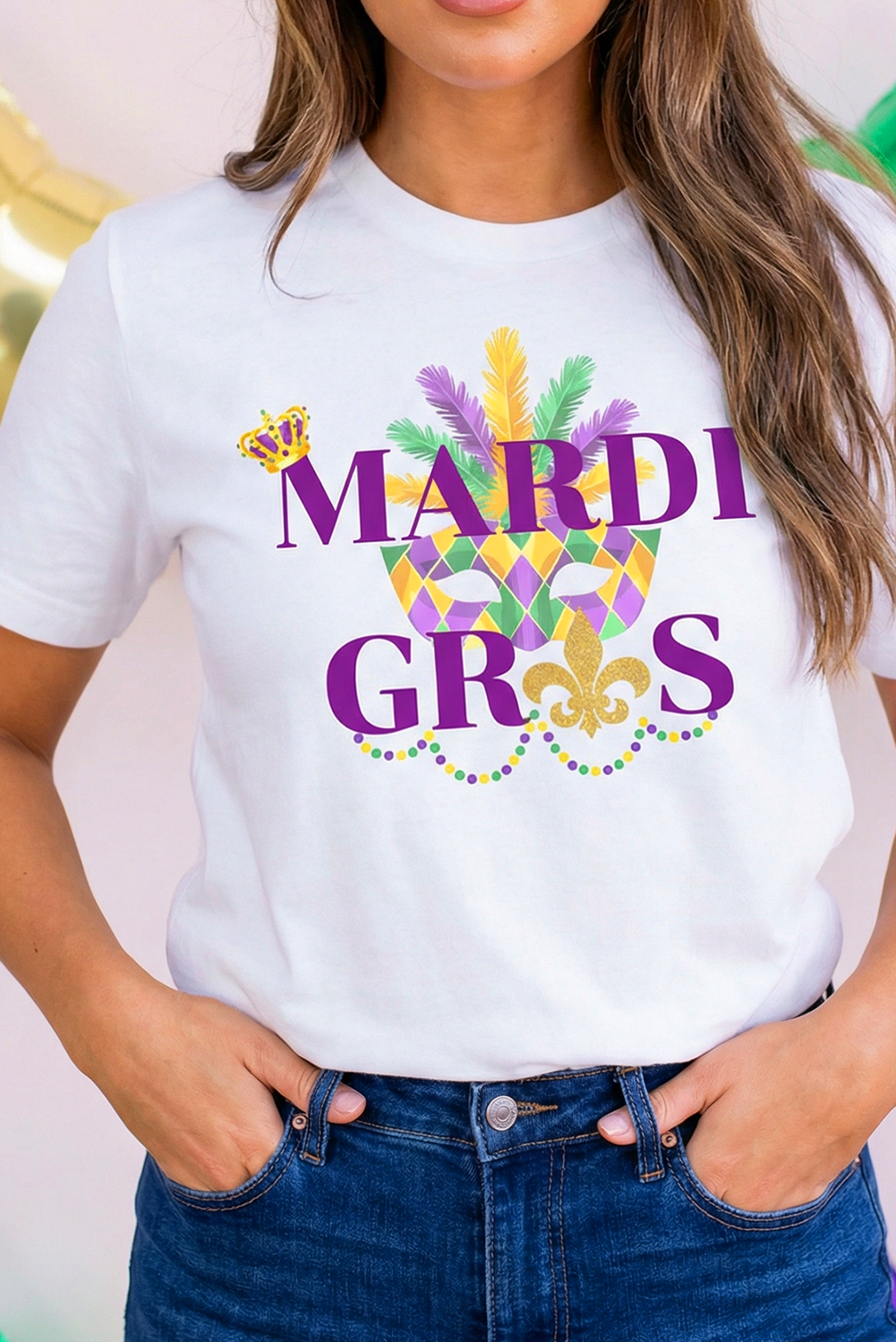 Mardi Gras Party Mask Custom Graphic Tee (S-Xl)