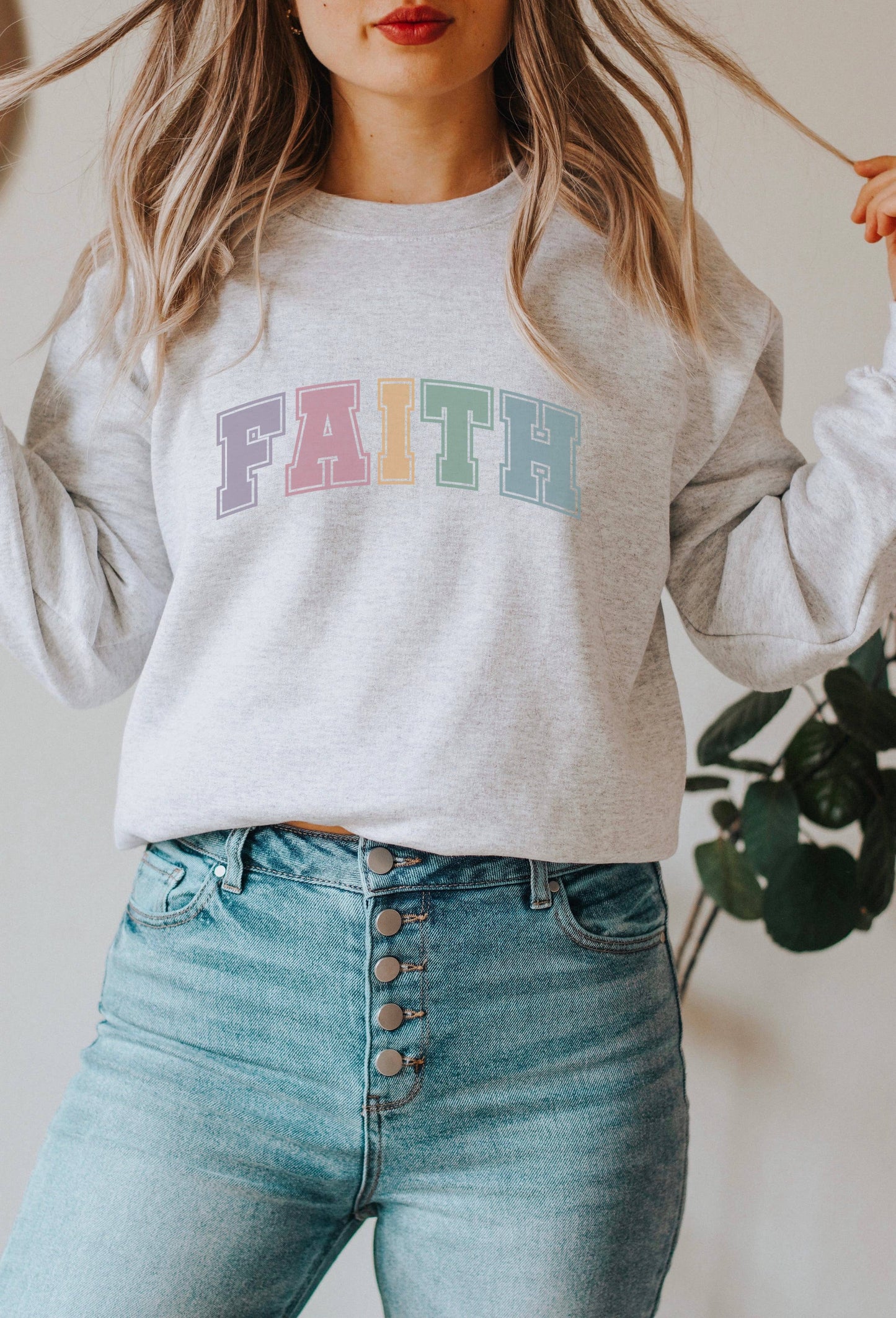 College Block Faith Crew Neck Sweatshirt