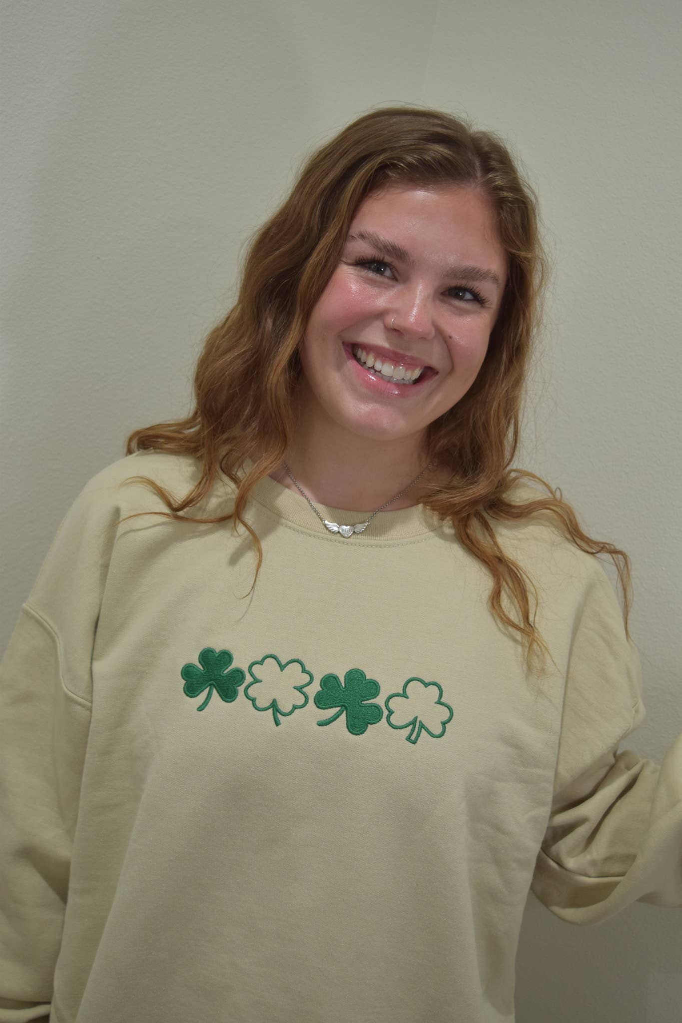Embroidered Shamrock Sweater