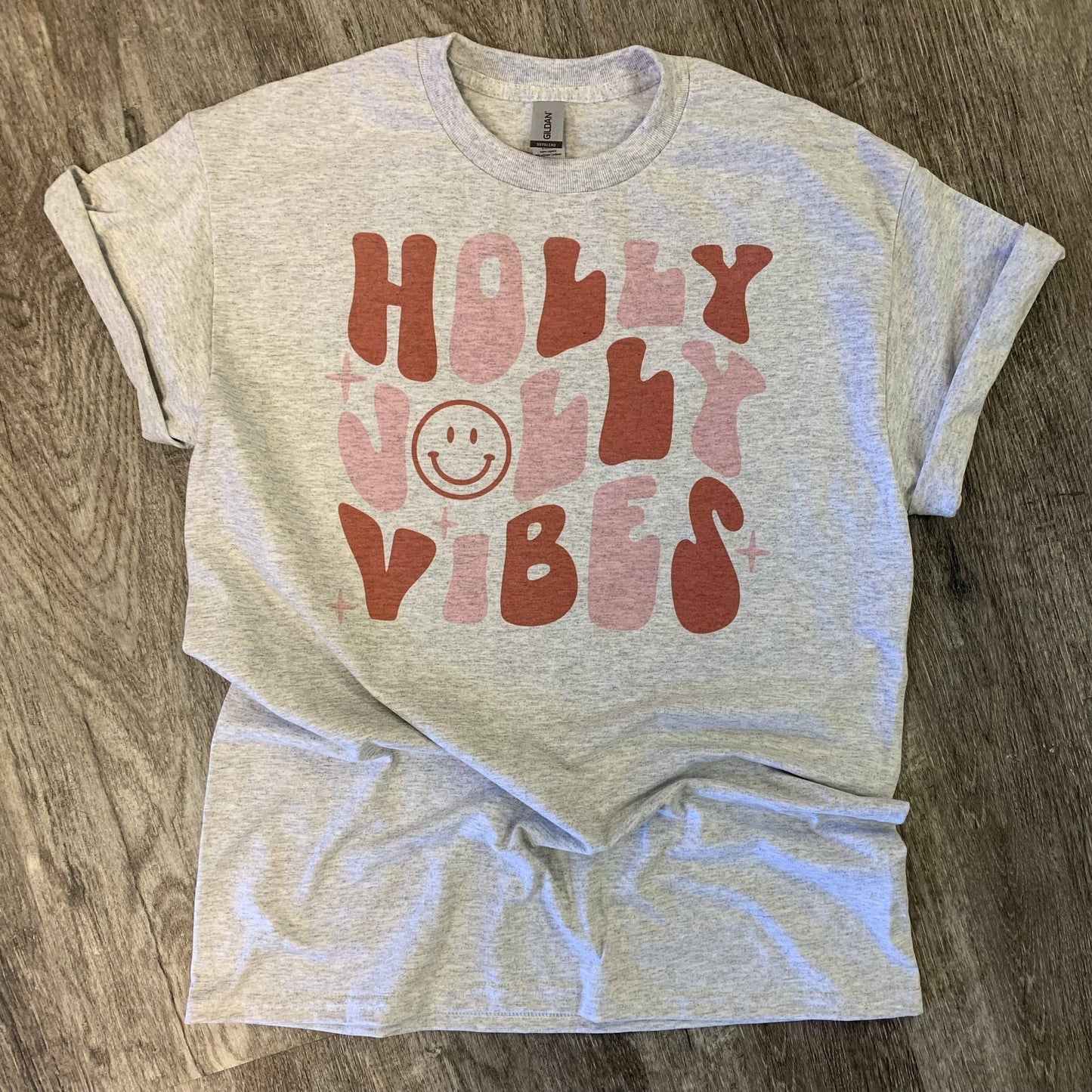 Holly Jolly Vibes On Ash Gray Tee