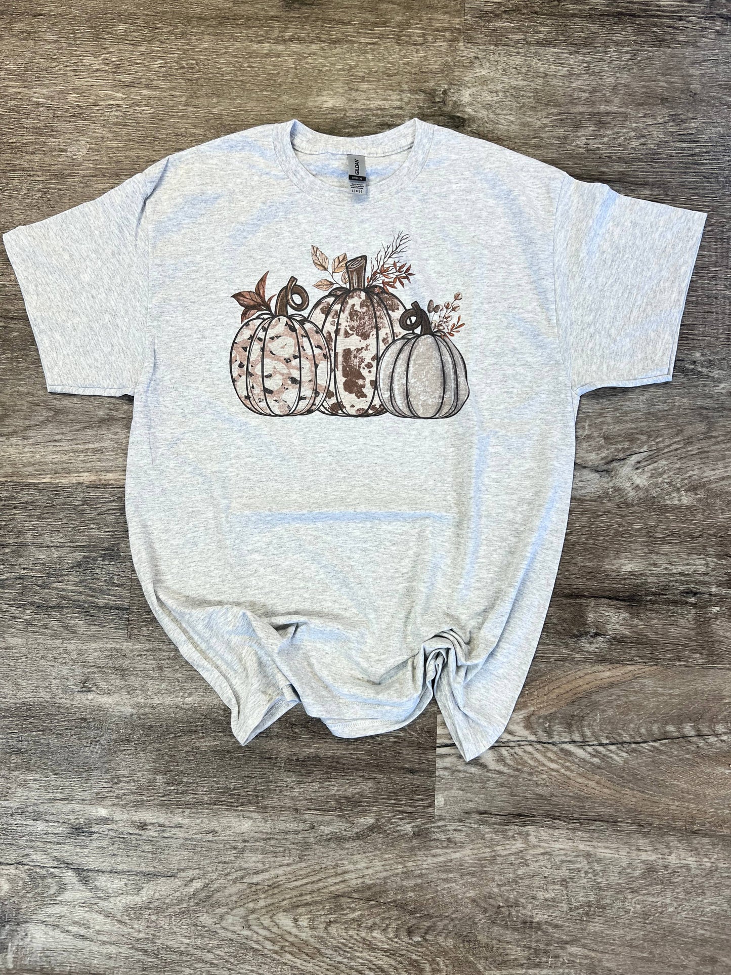 Vintage Pumpkin Trio On Ash Gray Tee